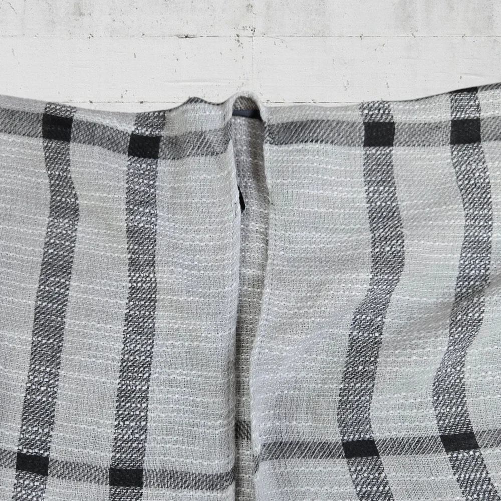 Falls Creek Gray Black Plaid Fringe Knit Wrap Style Blanket Scarf Poncho Shawl
